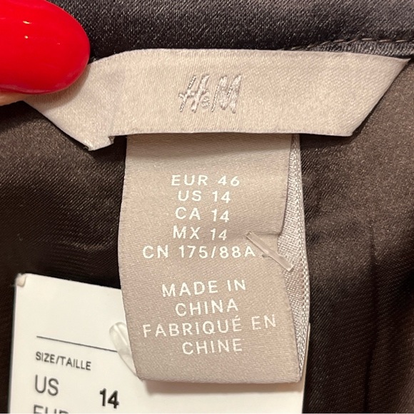 NEW H&M BROWN Sequined PANTS womens Size 14 formal Party Cocktail wide Flowy leg - Picture 7 of 16